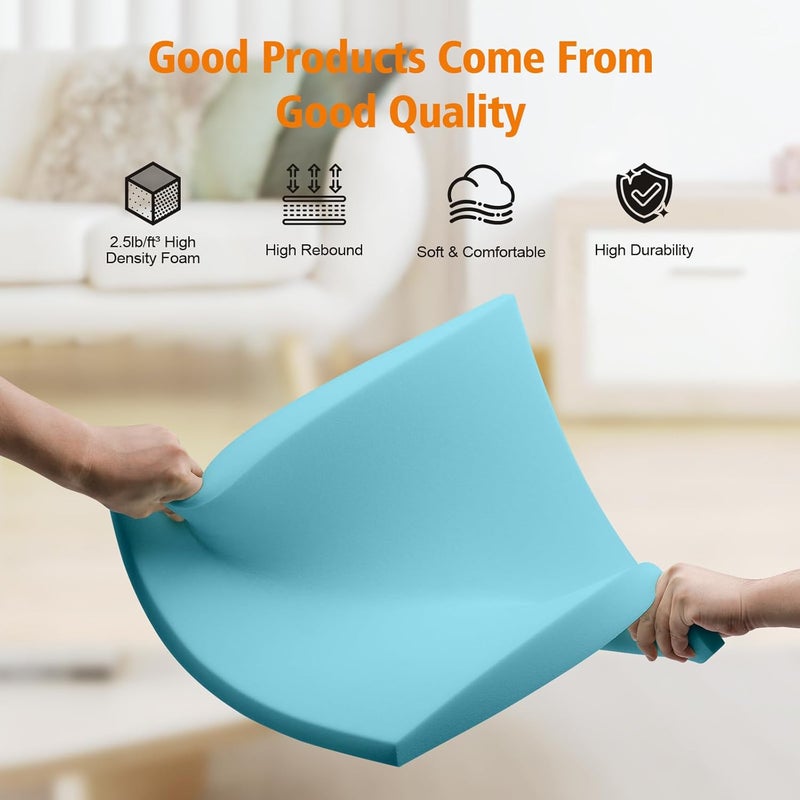 RA RUNNING ALIEN Couch Cushions Support for Sagging Seat 20"X 20"Insert pads Supports Board Sofa Furniture seat Cushion Under Sag Repair, Curved High Density Foam Replacement for Sectional Loveseat Chair Blue Set of 2 - Image 4